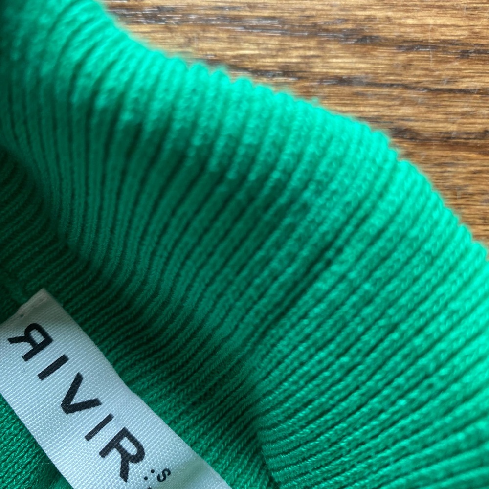 RIVR Green High Waisted Wide Leg Pants Stretch Knit Pull On Size S - Picture 10 of 13